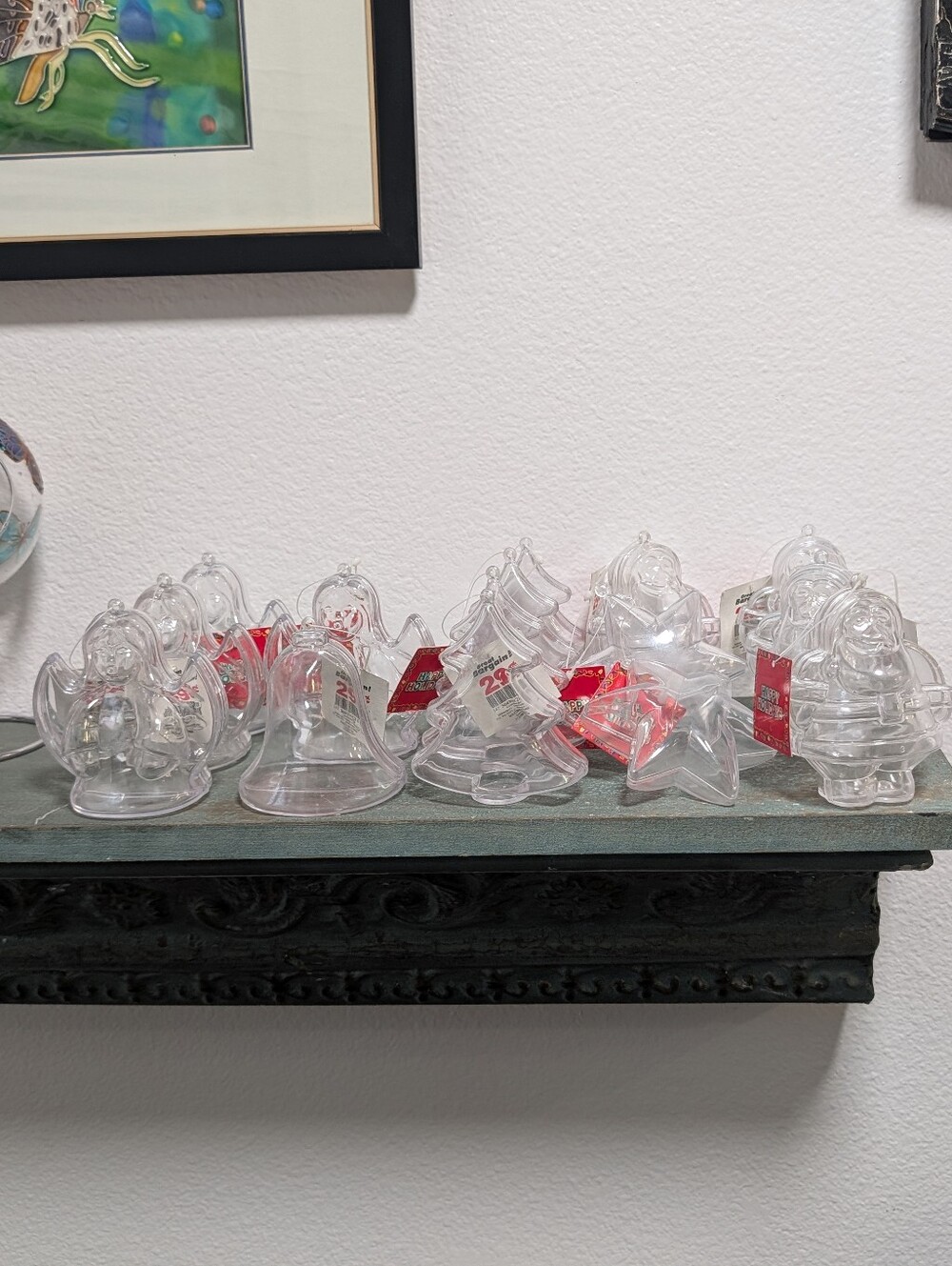 Lot of 15 VTG DIY Clear Plastic Fillable Ornaments Favors Craft Decor Christmas